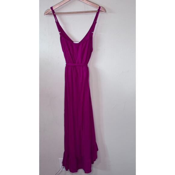 Ava & Viv Magenta Spaghetti Strapped Dress With Tie Belt Size: 1X - Picture 4 of 4